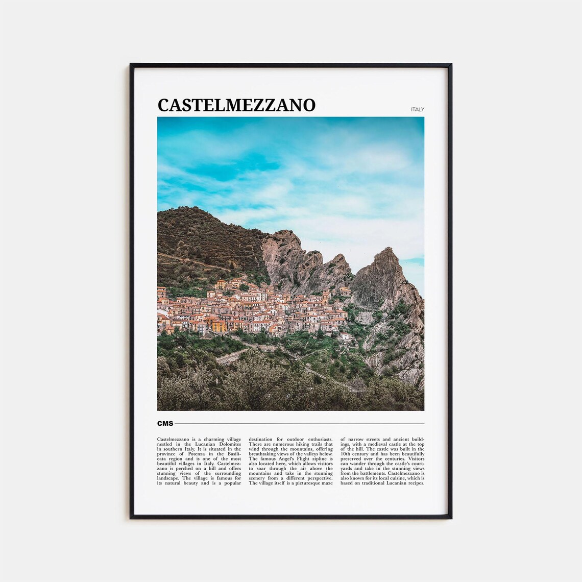 Castelmezzano Italy Mountain Village Rocky Peaks Photo Travel Poster