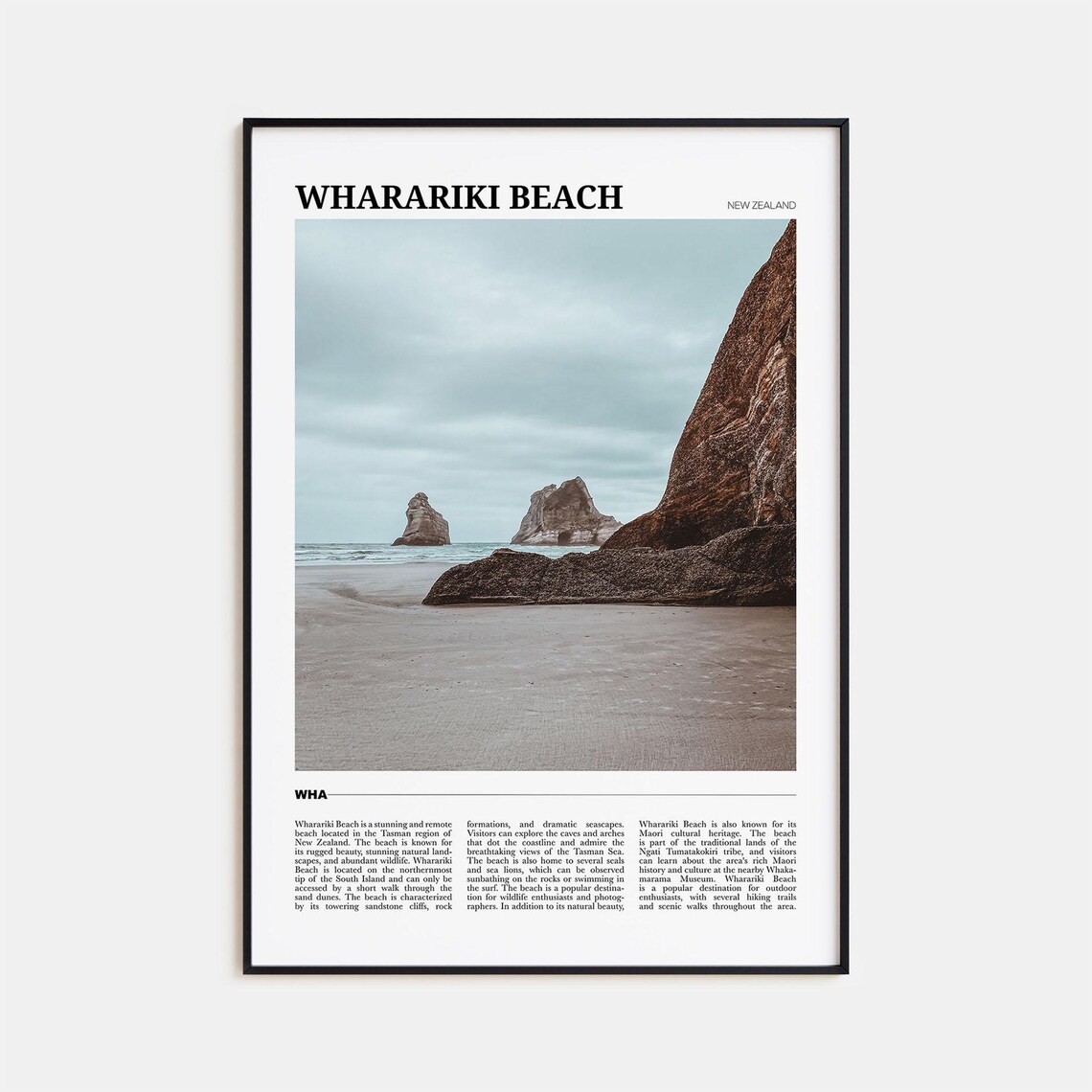 Wharariki Beach New Zealand Coastal Rock Arches Photography Poster
