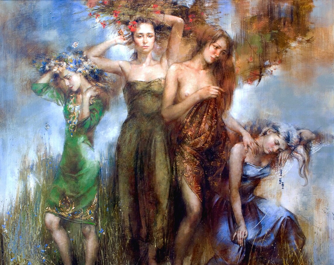 Figures Original Oil Painting, Figure Wall Art - Image 3