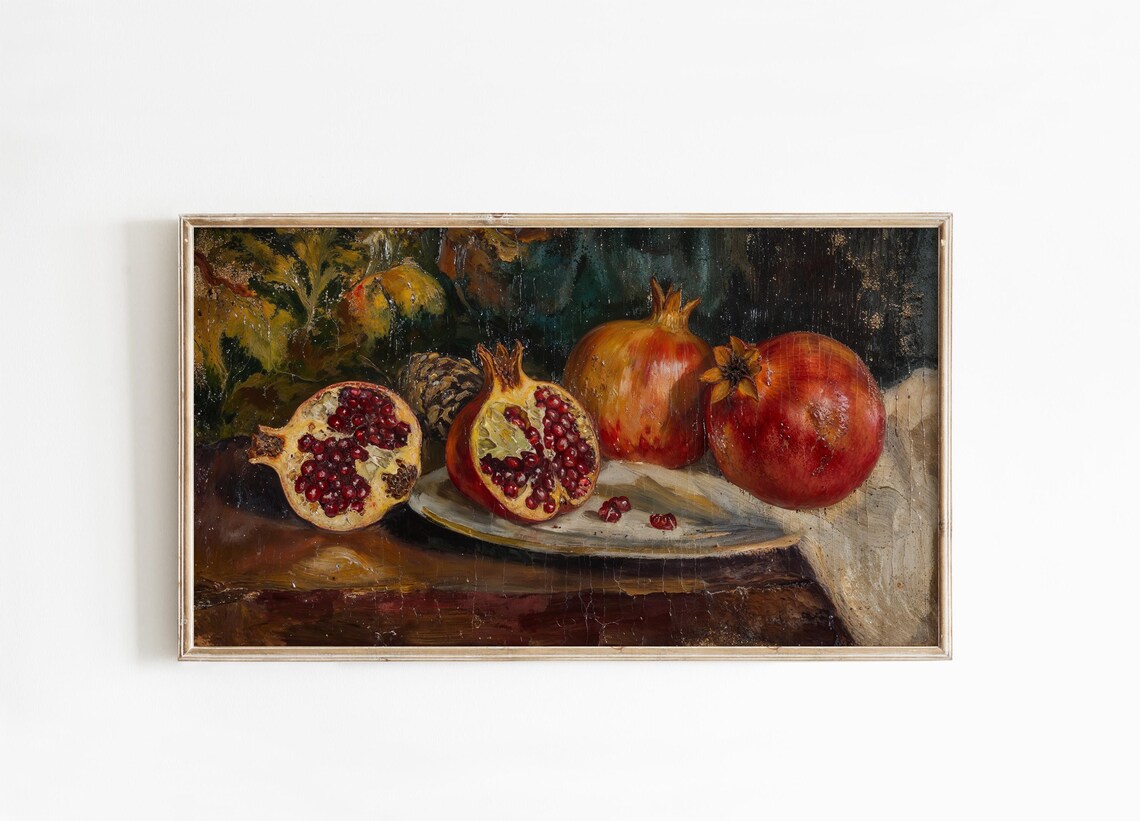 Pomegranate Christmas Rustic Botanical Still Life Poster - Image 4