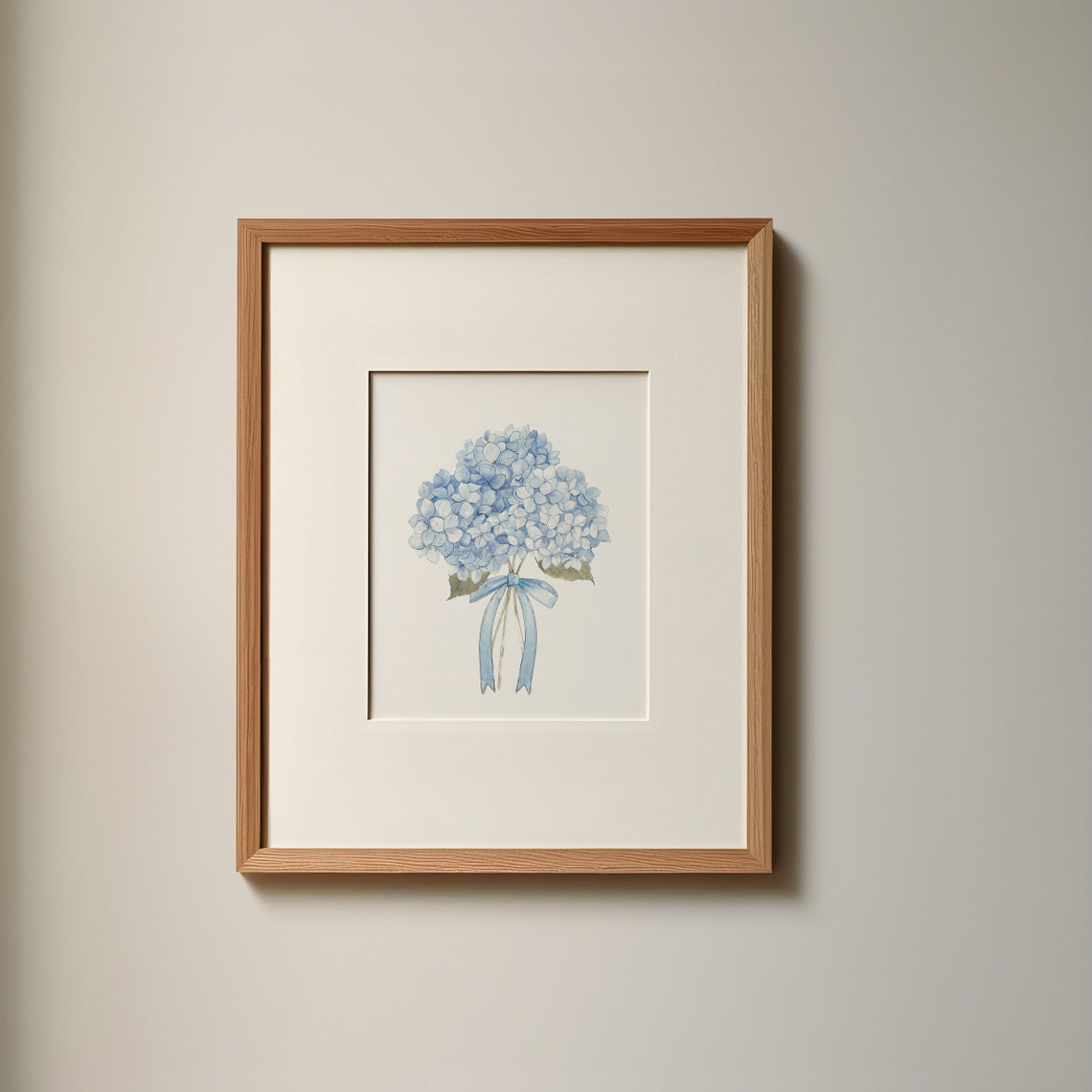 Blue Hydrangea Bouquet Watercolor Floral Botanical Elegant Wall Art - Image 2