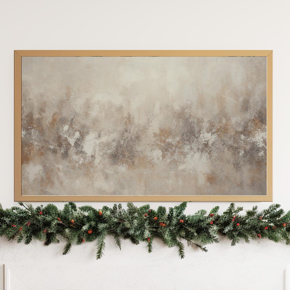 Neutral Beige Abstract Misty Texture Calm Minimalist Home Poster - Image 2