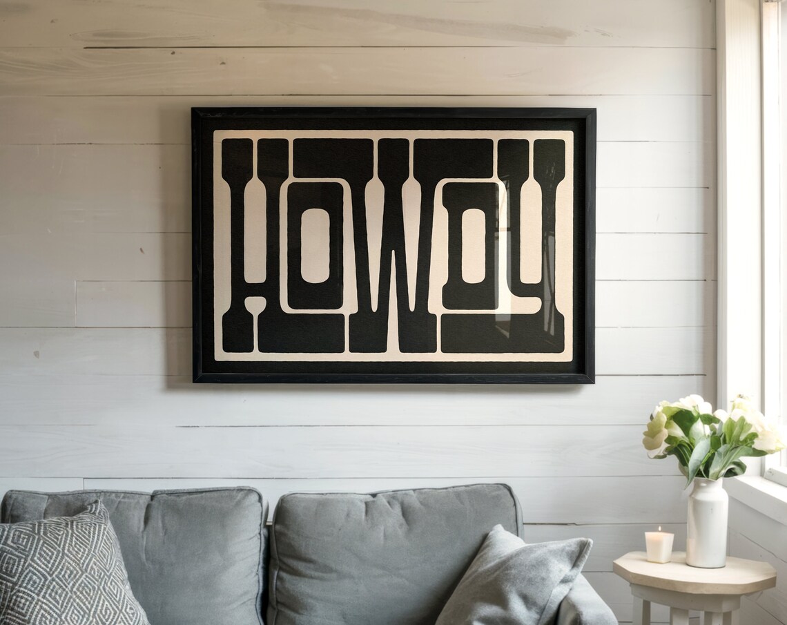 Black and Cream Howdy Typography Western Hallway Decor Poster - Image 3
