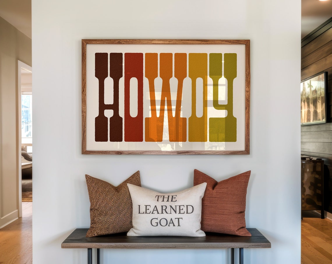 Multicolor Retro Howdy Typography Burnt Orange Rustic Poster