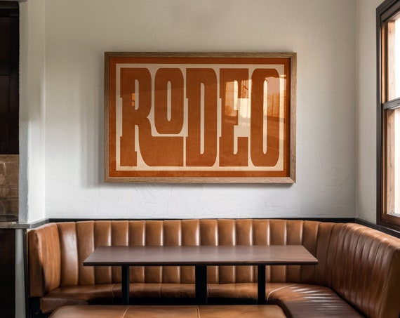 Rodeo Typography Poster Western Wall Art Burnt Orange Farmhouse Decor Southwestern Rodeo Print Cowboy Wall Art