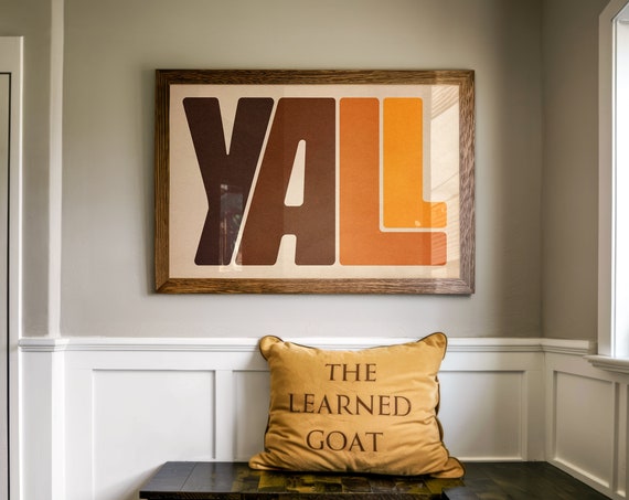 Yall Typography Poster Gift For Home Yellow Western Wall Art Housewarming Gift Bold Southern Decor 60s Yall Means All Print
