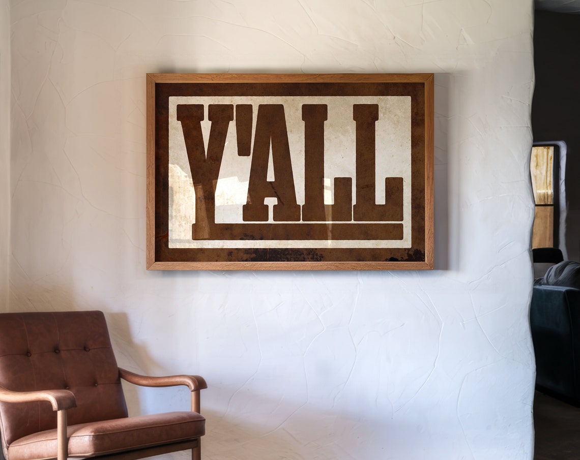 Rustic Brown Yall Southern Greeting Vintage Leather Style Poster