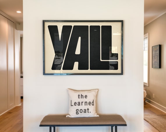 Yall Typography Poster Gift For Home Western 70s Vintage Wall Art Housewarming Gift Black Bold Southern Decor Nostalgic 60s Yall Print