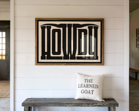 Howdy Poster Gift For Home Bold Western Typography Wall Art Housewarming Gift Welcome Sign Longhorn Howdy Picture Modern Farmhouse Decor