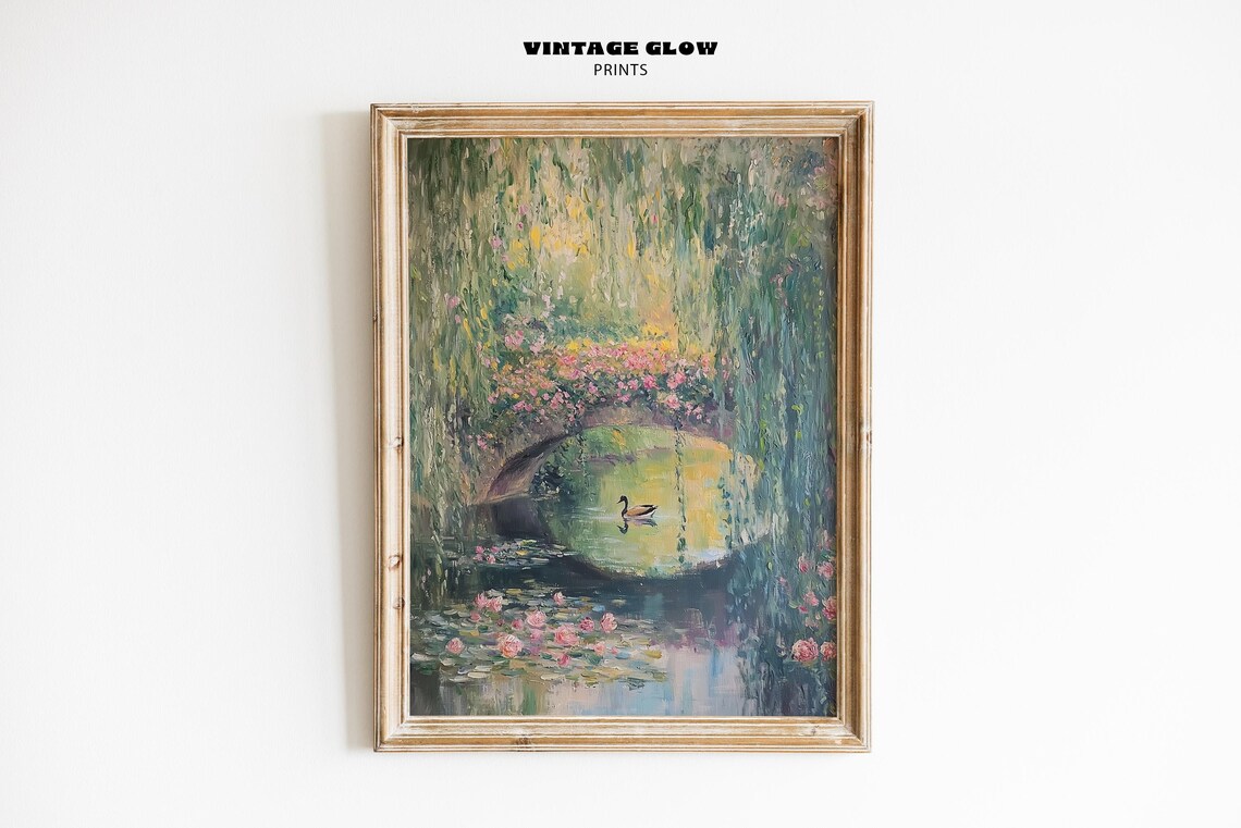 Monet-Inspired Water Lily Art Print, French Country