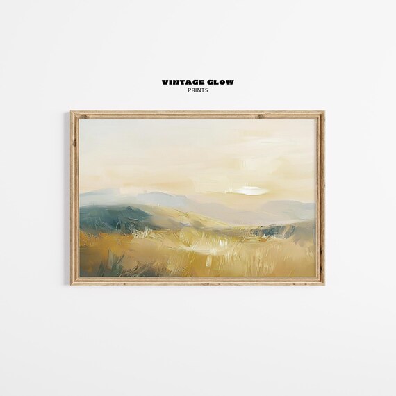 Autumn Sunset Abstract Vintage Landscape Fall Fields Art Print
