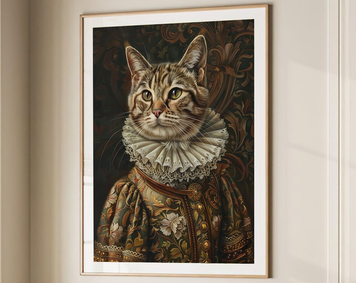 Regal Tabby Cat Renaissance Portrait Royal Pet Costume Poster
