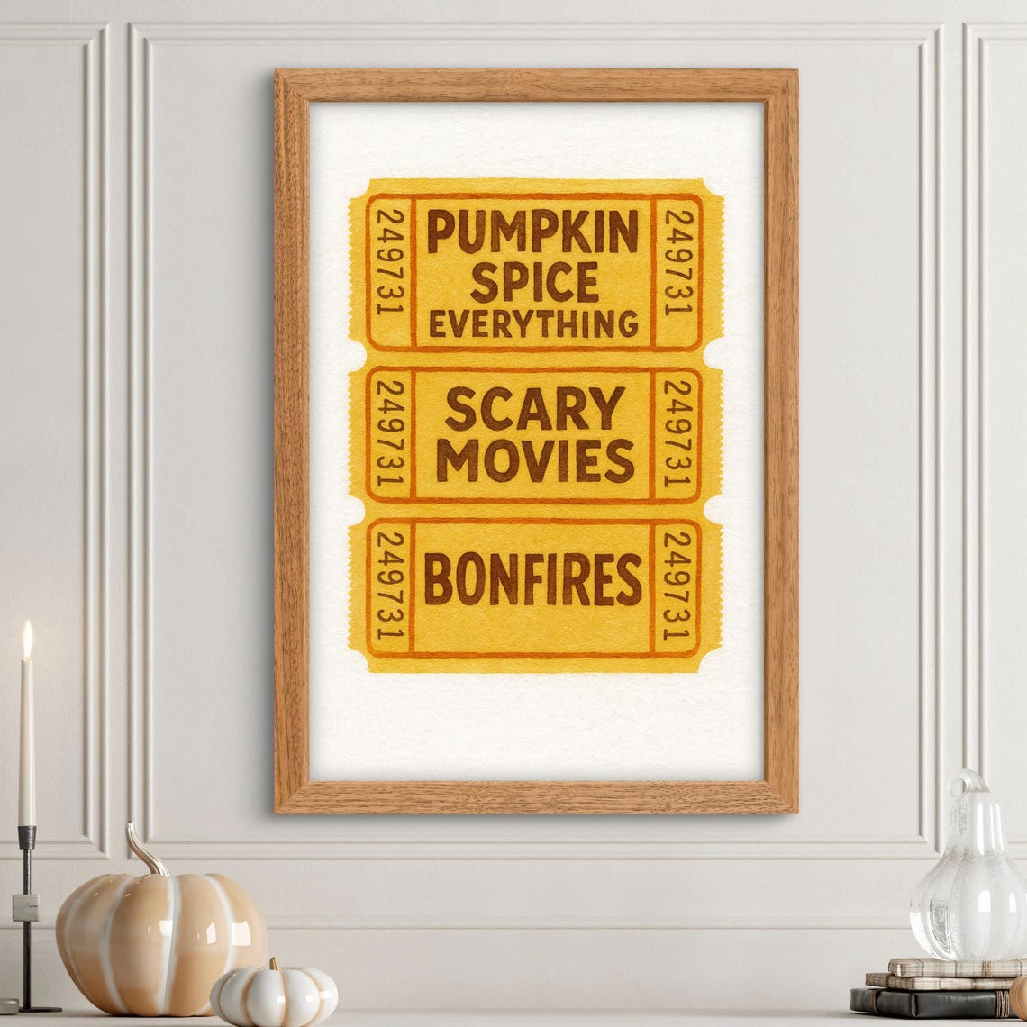 Fall Wall Art Pumpkin Spice Scary Movies Bonfires Autumn Home Decor