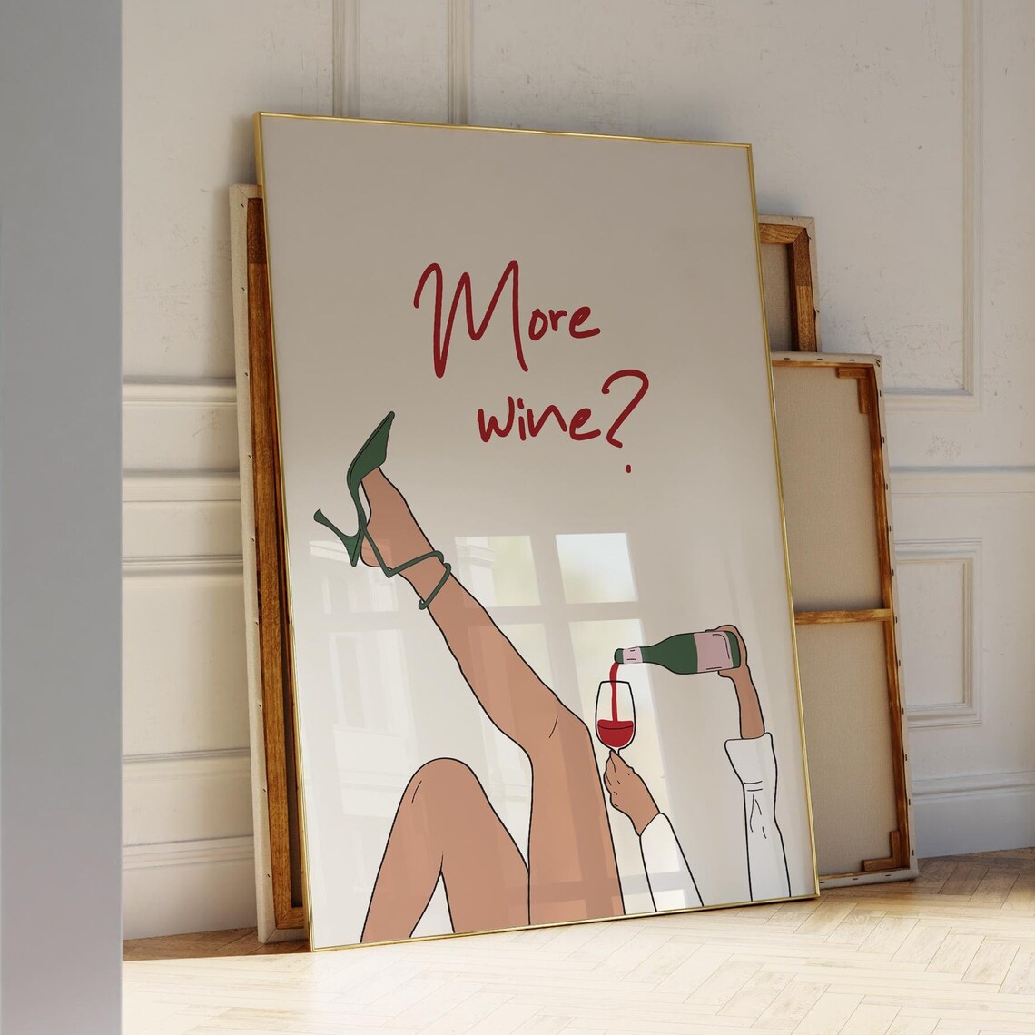 More Wine Funny Legs Heels Pouring Girls Night Bar Cart Wall Poster