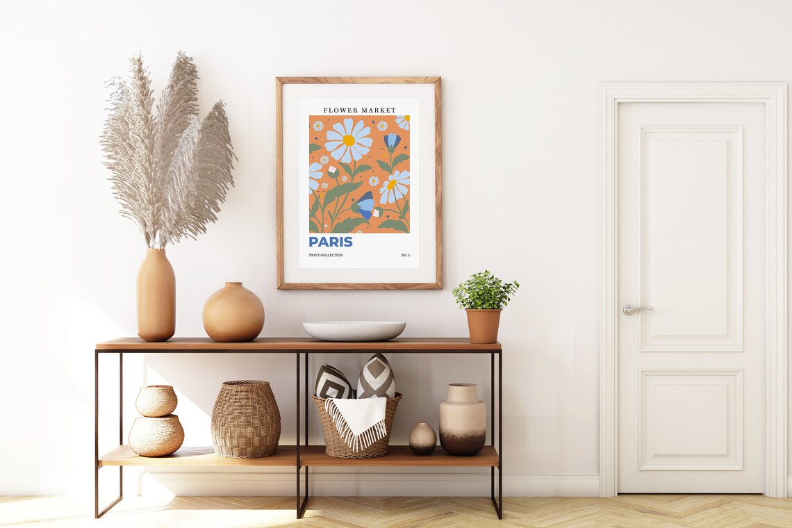 Paris Flower Market White Daisies Botanical Retro City Art Poster - Image 5