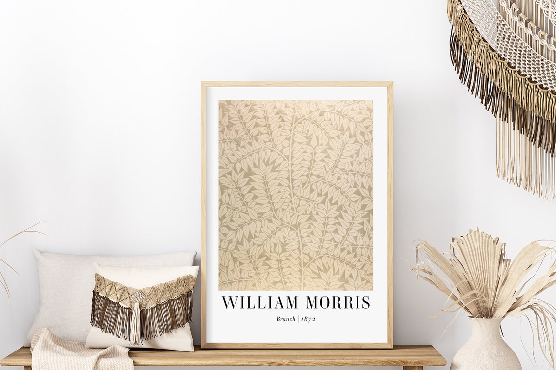 William Morris Branch 1872 Beige Neutral Leaf Pattern Art Poster - Image 5