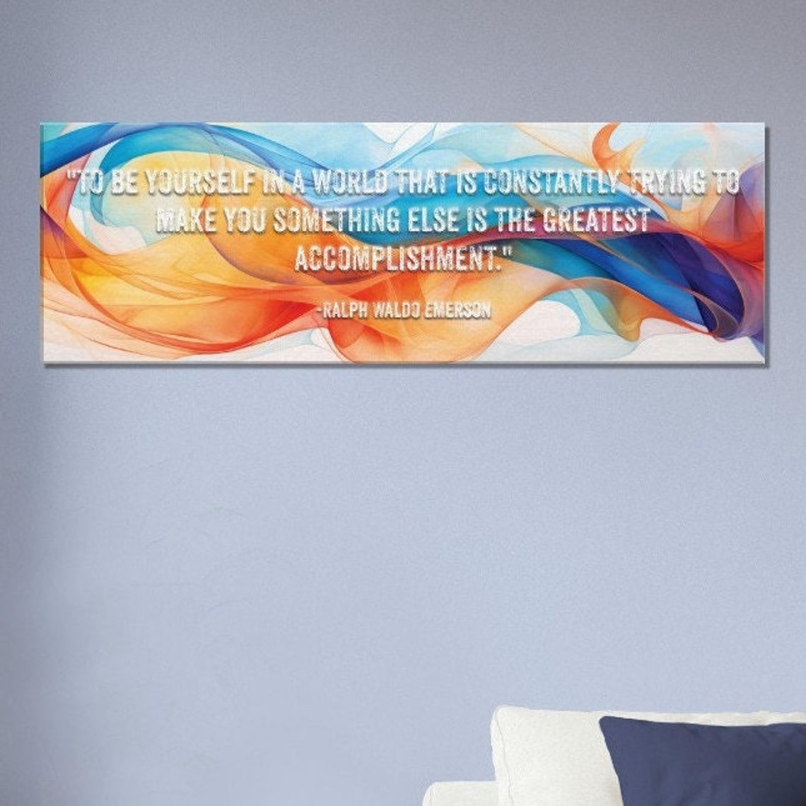 Ralph Waldo Emerson Be Yourself Quote Colorful Waves Panoramic Poster