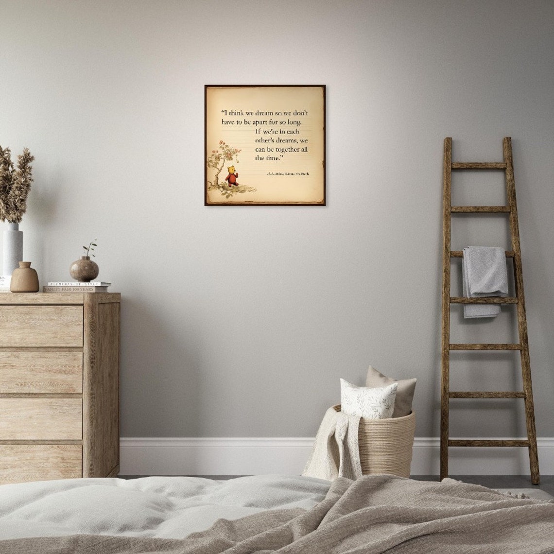 Winnie the Pooh Dream Together Quote Vintage Book Page Poster - Image 3