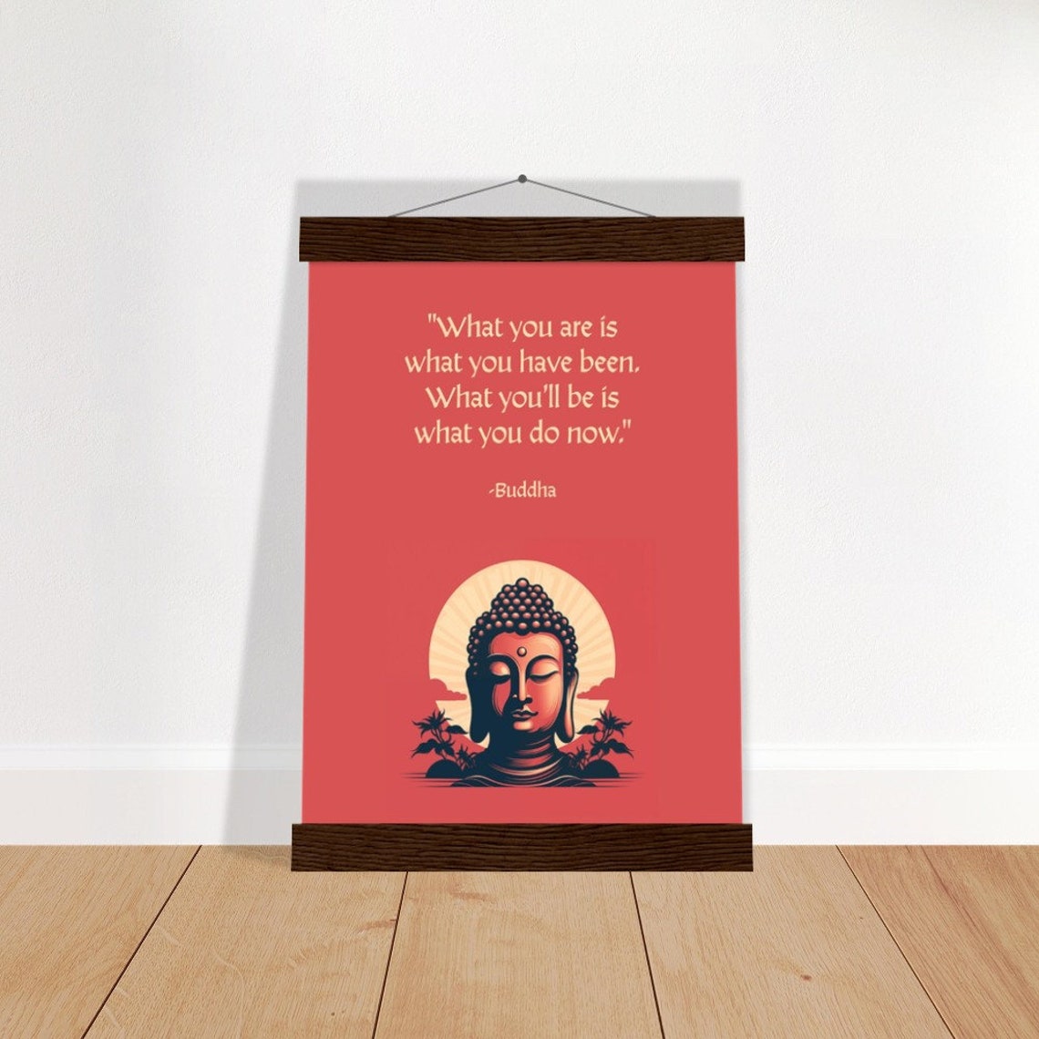 Buddha Quote Poster "What You'll Be Is What You Do Now" Red Zen Design - Image 4