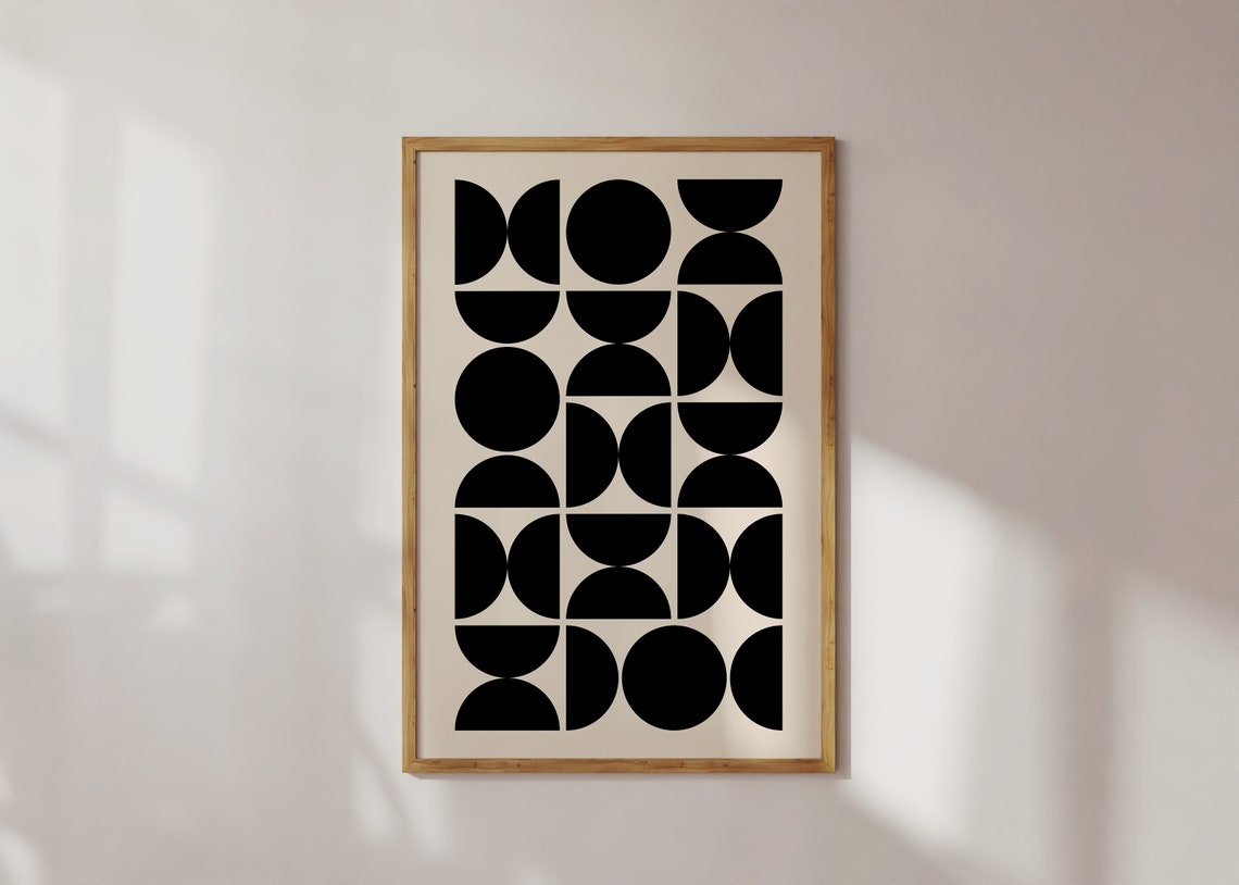 Black Geometric Circles Grid Bold Mid Century Modern Art Poster - Image 4
