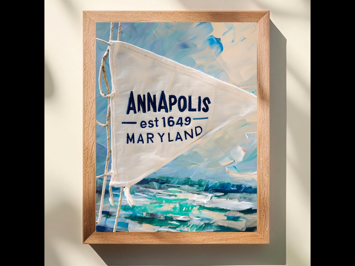 Vintage Annapolis Pennant Nautical Art Print