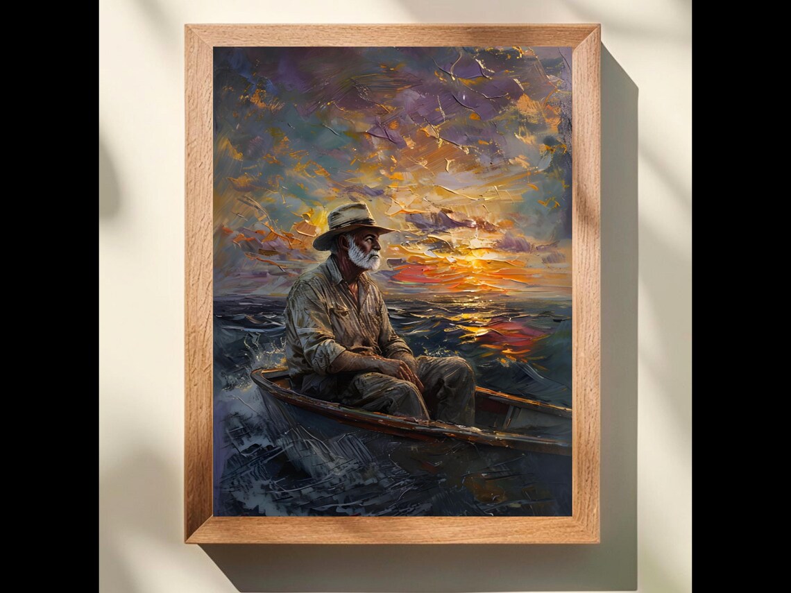 Ernest Hemingway Fisherman Art Print, Florida Keys Decor
