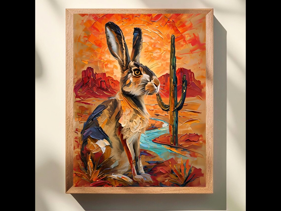 Jackrabbit Art Print, Bold Sonoran Desert Wildlife