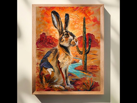 Jackrabbit Art Print, Bold Sonoran Desert Wildlife