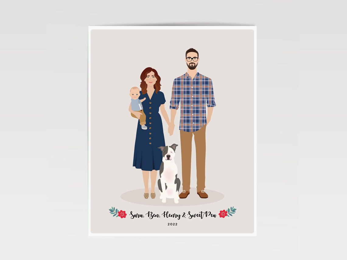 Couple Portrait Personalized Illustration Art Print - Image 4