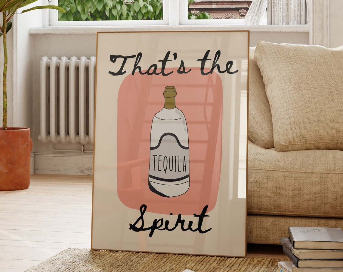 Tequila Print Funny Bar Cart Print Minimalist Kitchen Decor Alcohol Print Cute Bar Decor Trendy Tequila Poster 1 Print
