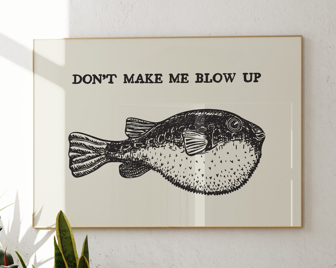 Vintage Blowfish Coastal Beach Quote Art Print