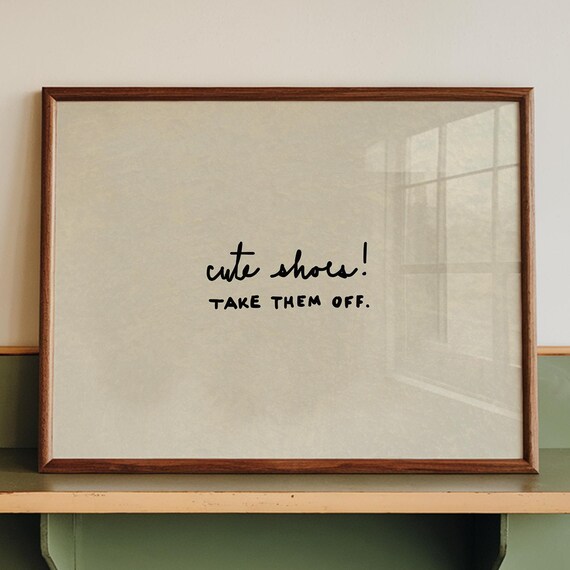 Shoes Off Print Handdrawn Typography Poster Entryway Decor Digital Download Horizontal