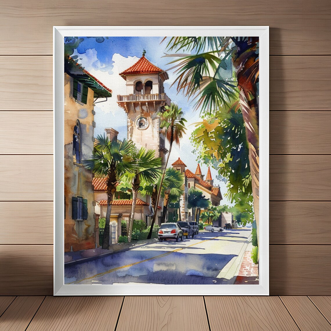 St Augustine Watercolor Travel Art Print, North Florida