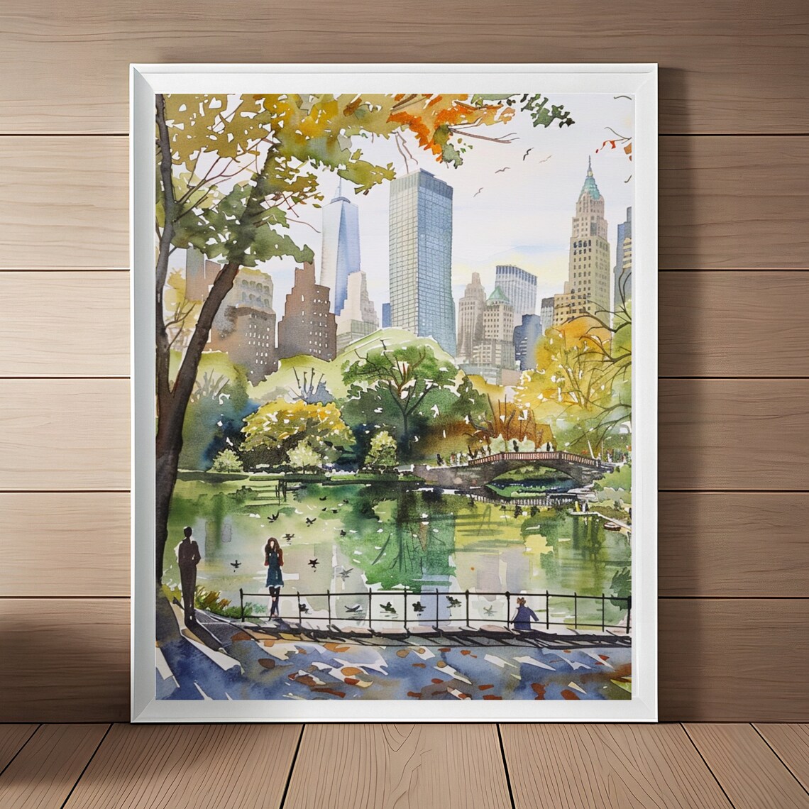 Central Park New York Watercolor Travel Poster