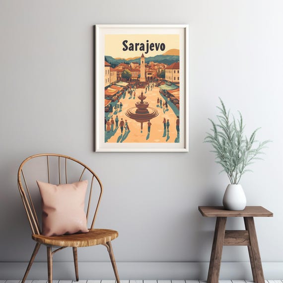 Sarajevo Square, Nostalgic City Life Illustration