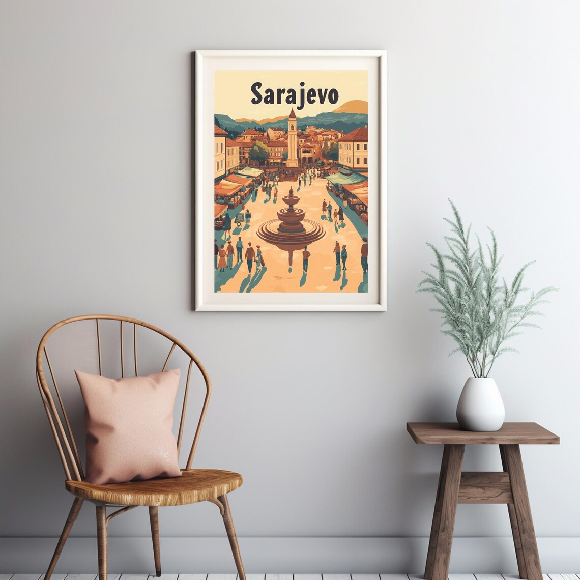 Sarajevo Square, Nostalgic City Life Illustration
