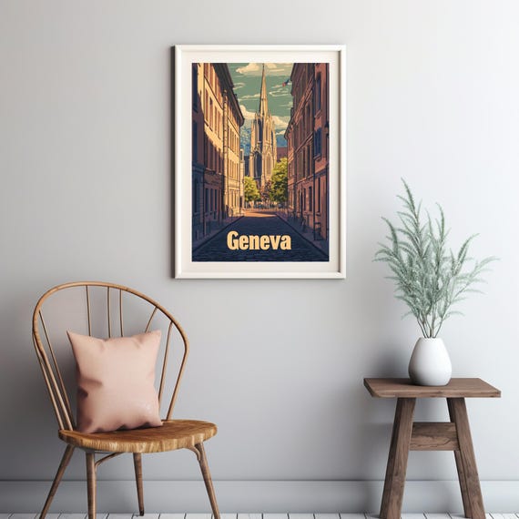 Explore The Serene Charm Of Geneva A Picturesque Street Scene With Classic And Modern Architecture