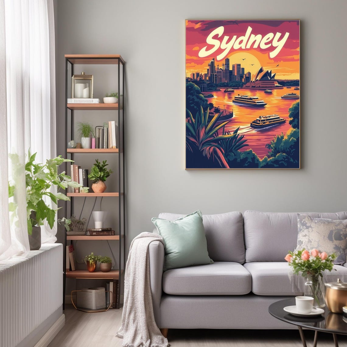 Vibrant Sydney Skyline At Sunset Bold Art Print Featuring Sydney Opera House And Harbour Bridge - Image 2