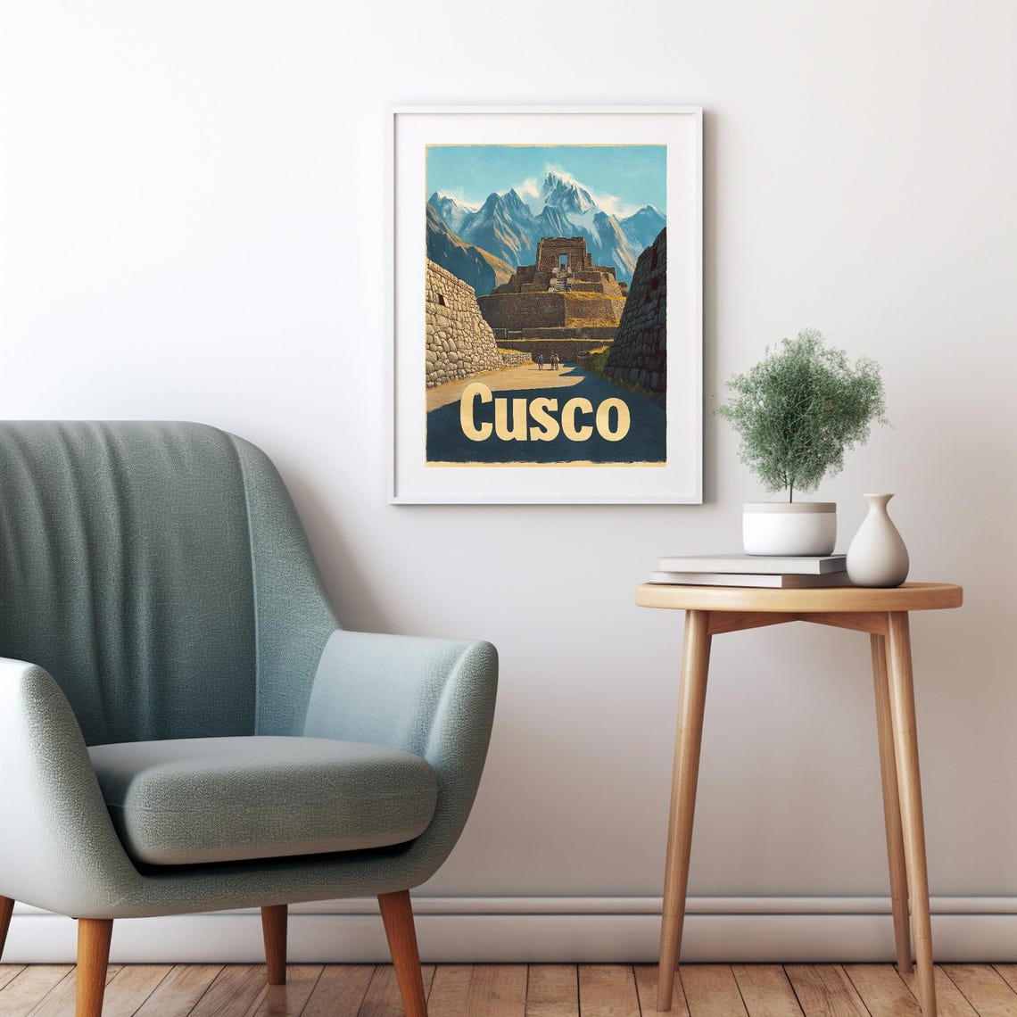 Vintage Cusco Poster Serene Landscape With Incan Ruins And Majestic Mountains Instant Wall Art - Image 2