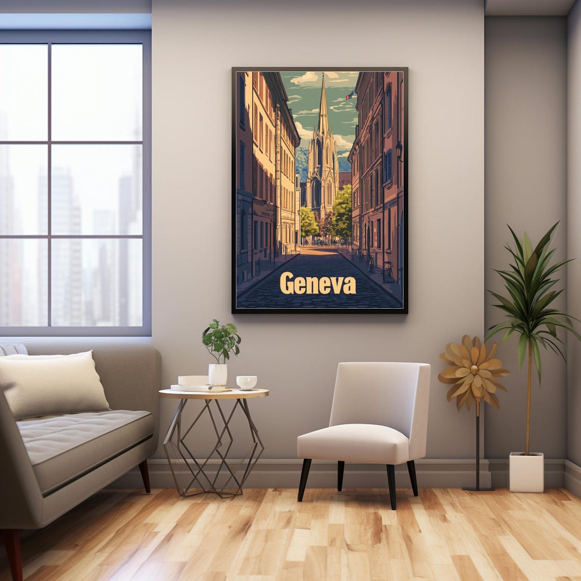 Explore The Serene Charm Of Geneva A Picturesque Street Scene With Classic And Modern Architecture - Image 3