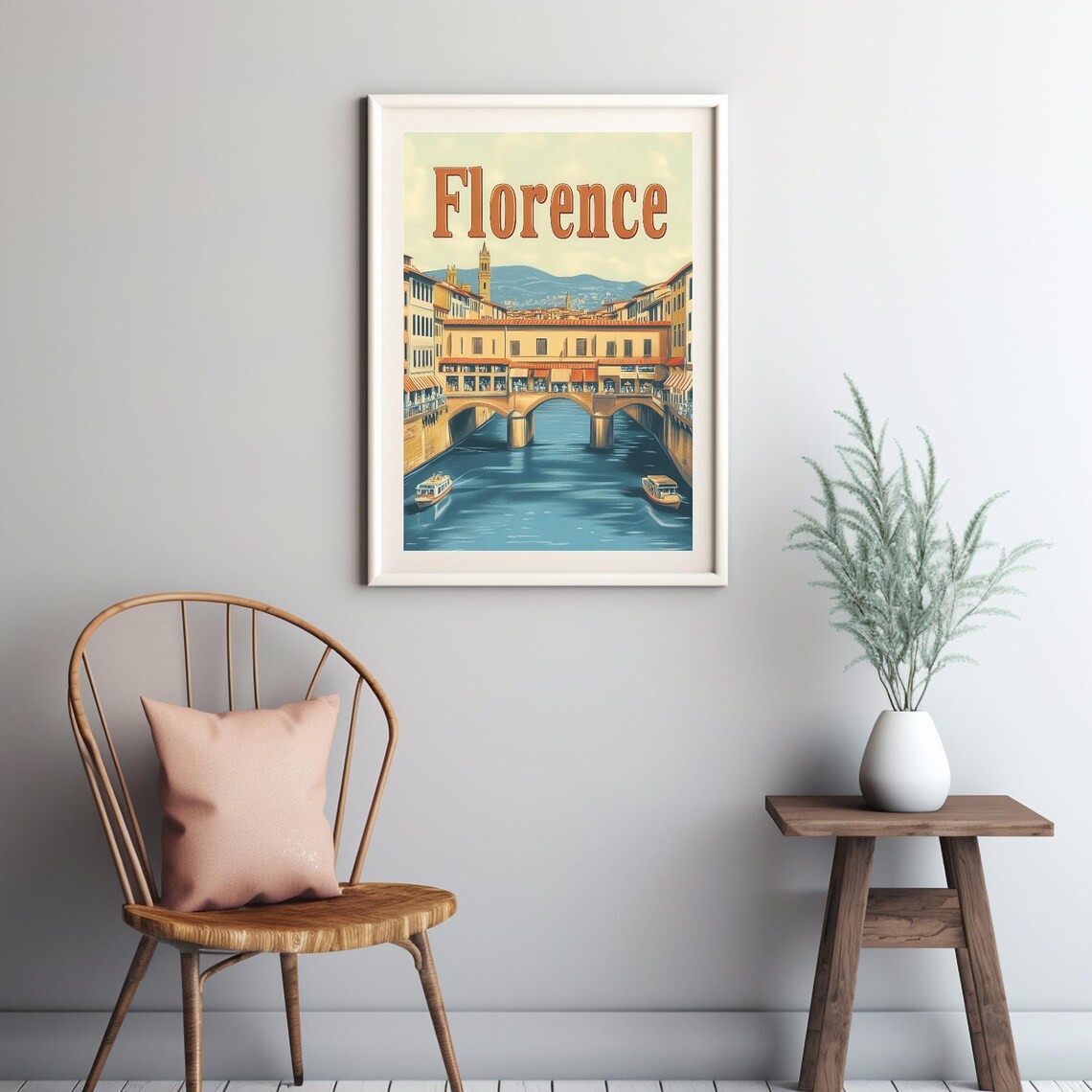 Vintage Florence Poster, Ponte Vecchio Bridge - Image 3