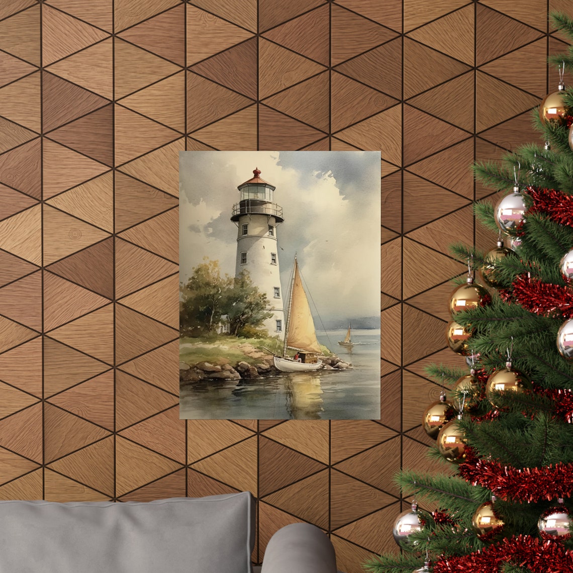 Lighthouse Art Print Lighthouse Painting Lighthouse Wall Art Beach Art Print Beach Wall Art Ocean Dcor Ocean Painting Ocean Theme - Image 3
