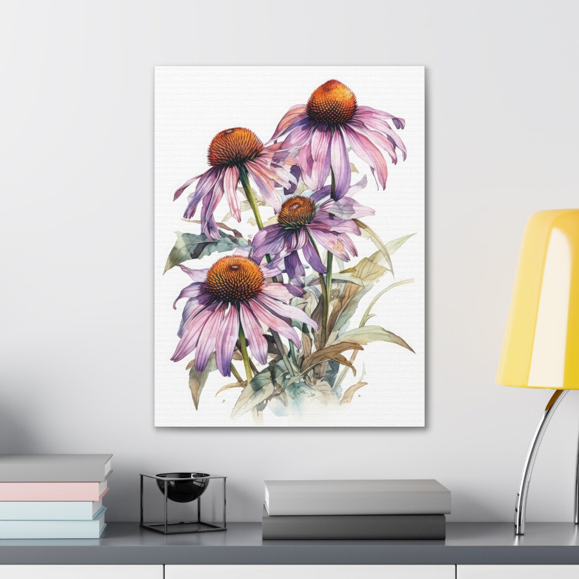Pink Coneflower Echinacea Watercolor Wildflower Blooms Art Print - Image 4