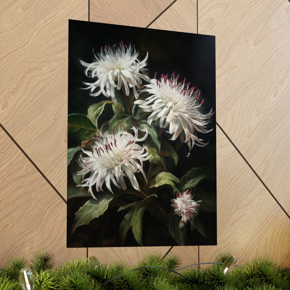 White Bee Balm Flower Art Print Flower Painting Flower Dcor Floral Art Print Floral Wall Art Painting Floral Artwork Botanical Print - Image 2
