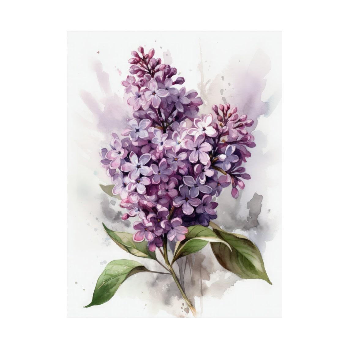Lush Lilac Purple Blossom Cluster Soft Watercolor Botanical Poster - Image 4
