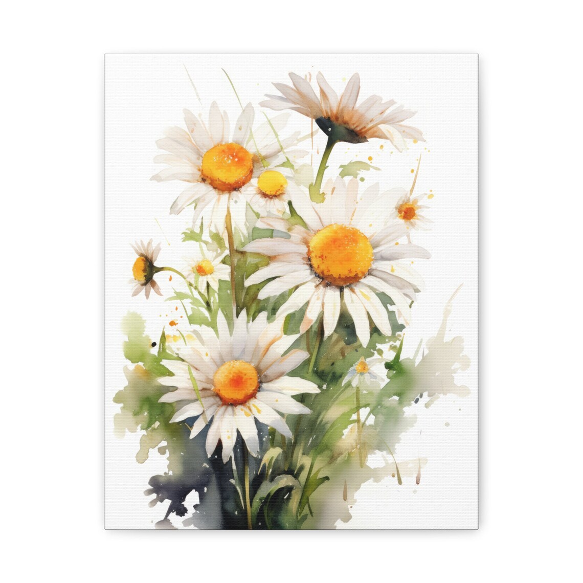Daisy Watercolor Bouquet White Petal Flowers Yellow Center Art Print - Image 2