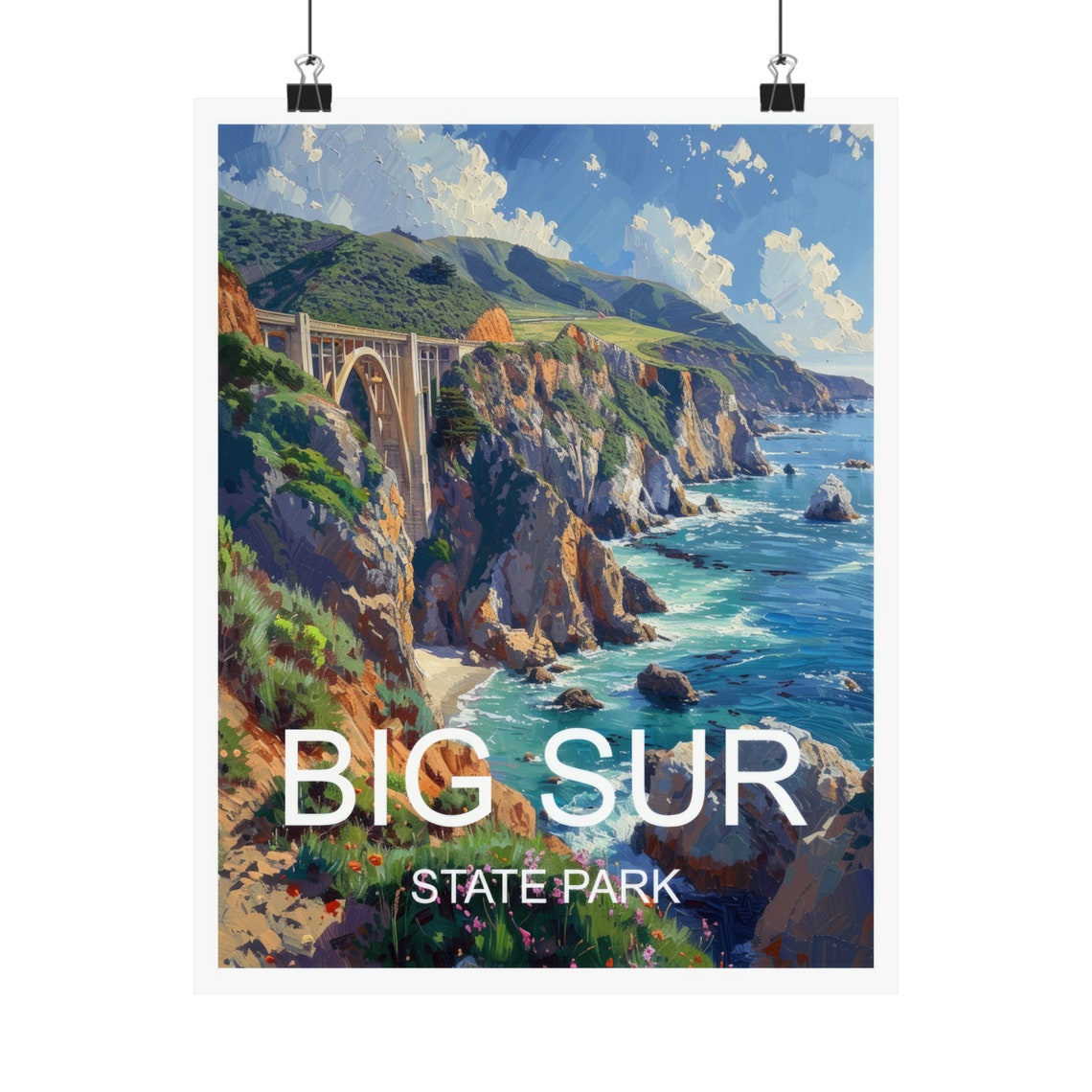 Big Sur State Park Bixby Bridge Coastal Cliffs View Travel Poster - Image 4