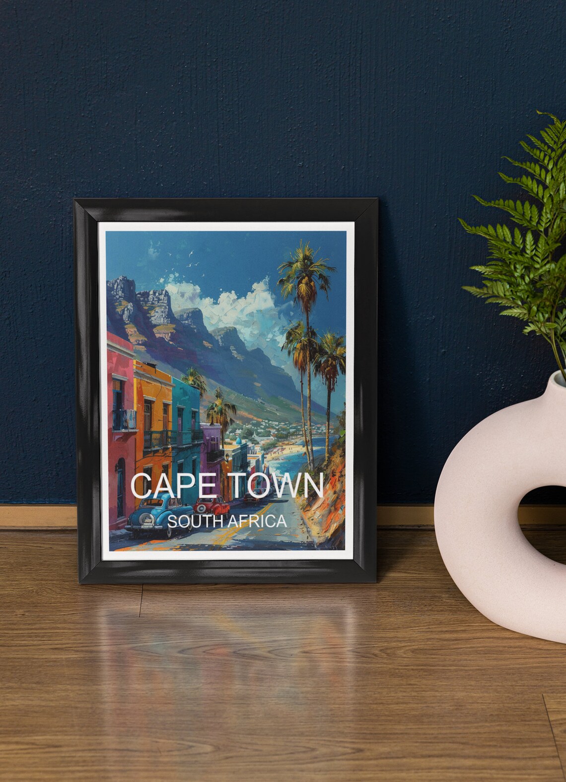 Cape Town South Africa Bo Kaap Street Table Mountain Travel Poster