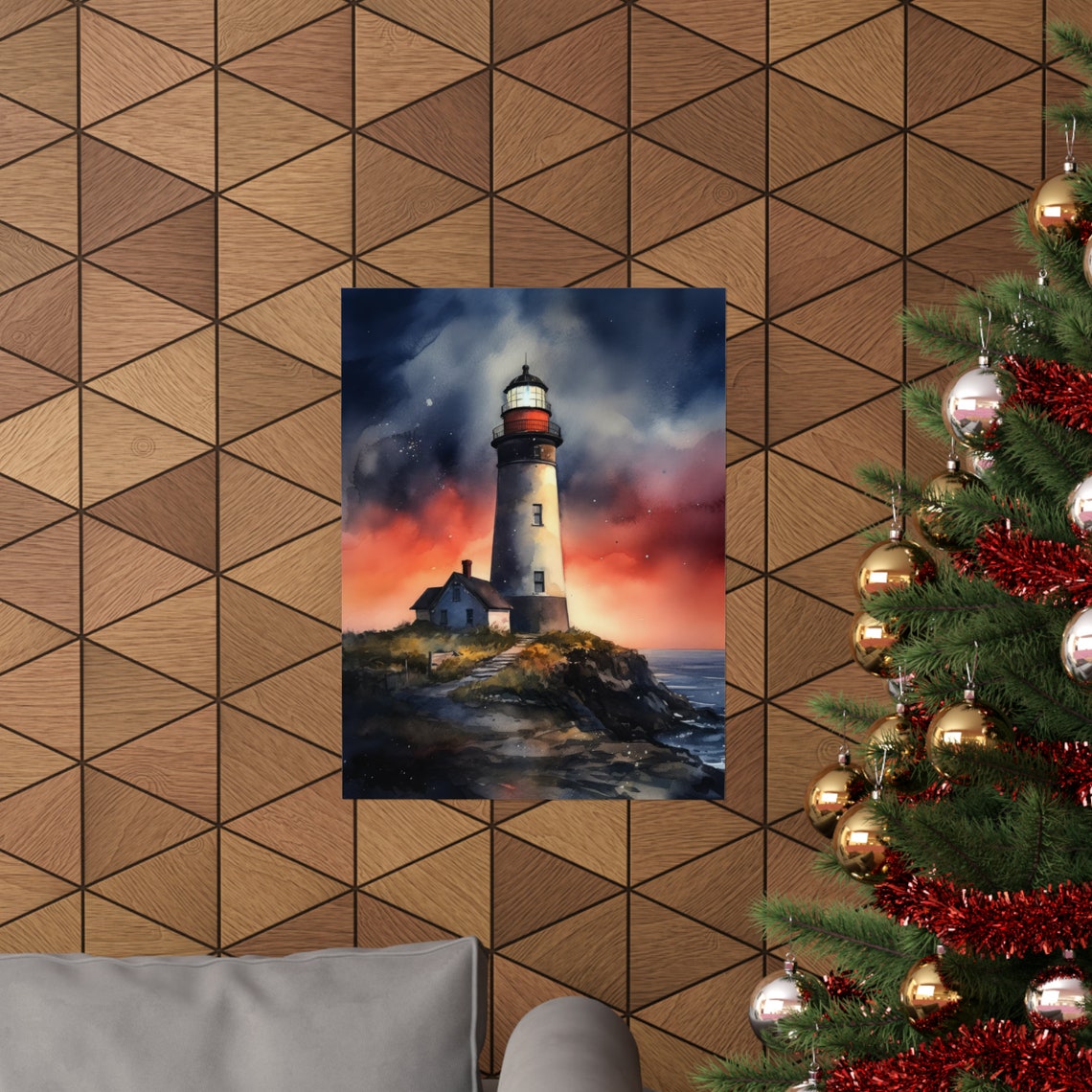 Lighthouse Art Print Lighthouse Painting Lighthouse Wall Art Beach Art Print Beach Wall Art Ocean Dcor Ocean Painting Ocean Theme - Image 3