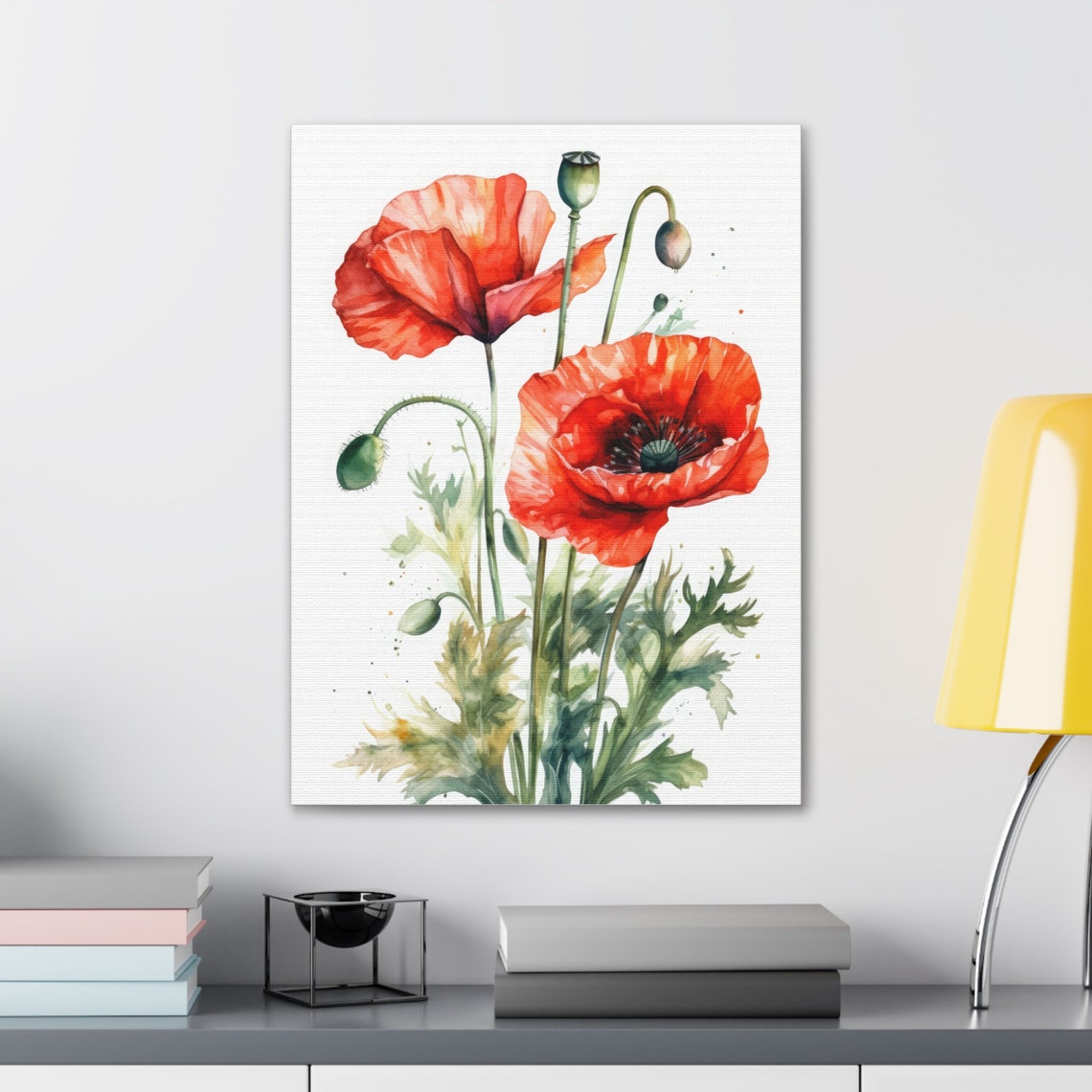 Bold Red Poppy Flowers Loose Watercolor Botanical Floral Poster - Image 4